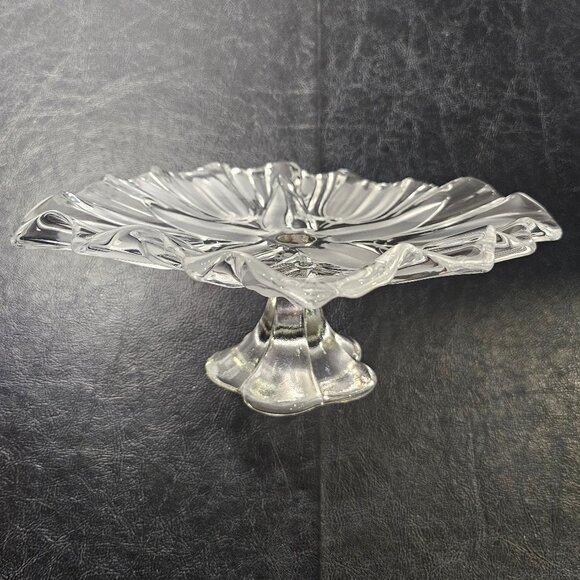Mikasa Round Compote Tulips Satin Frosted Glass Pedestal Footed Compote - Picture 1 of 12